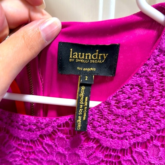 Laundry by Shelli Segal Elegant Purple  Pink Lace Midi Dress size 2 - Picture 3 of 9